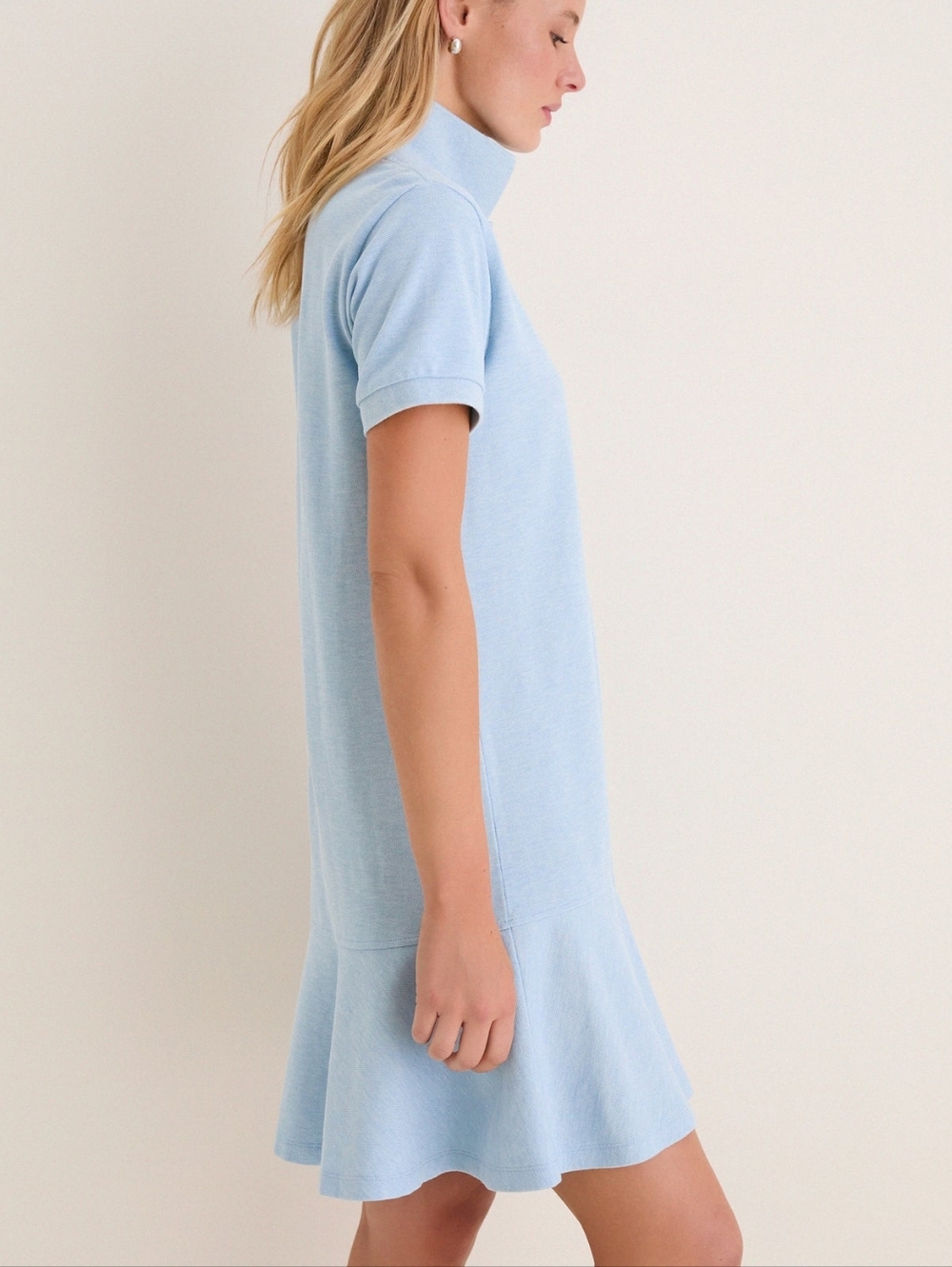 Tuckernuck Dress May Polo Light Blue Pique Ruffle Hem Mini Size M - Picture 5 of 16